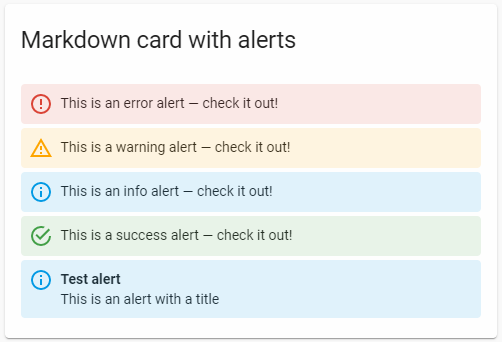 Markdown卡片中ha-alert元素的截图。