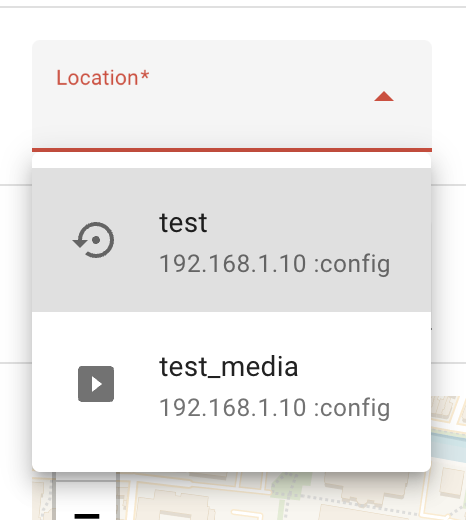 Screenshot of an assist backup location selector  selector